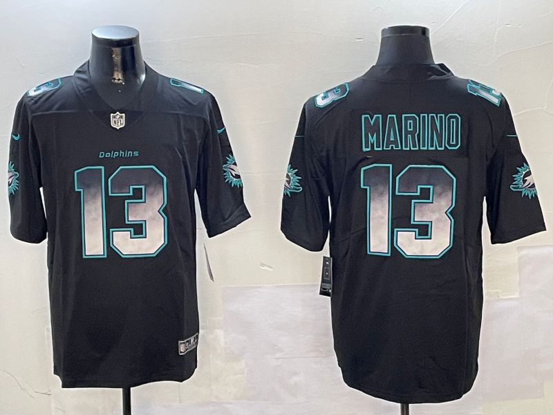 Men Miami Dolphins #13 Marino Black Nike Smoke Fashion 2024 Limited NFL Jersey style 2